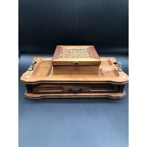 Vintage London Gentlemen's Wooden Jewelry Box Valet Stand with One Drawer